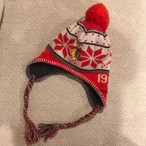 Blackhawks winter hat with ear flaps